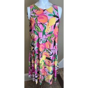 PAPPAGALLO Tropical Pink Gwen Peachy Keen Print Mini Dress size Medium